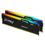 KINGSTON Memory KF564C32BBEAK2-64 FURY Beast Black RGB DDR5, 6400MT/s, 64GB KIT OF 2, EXPO